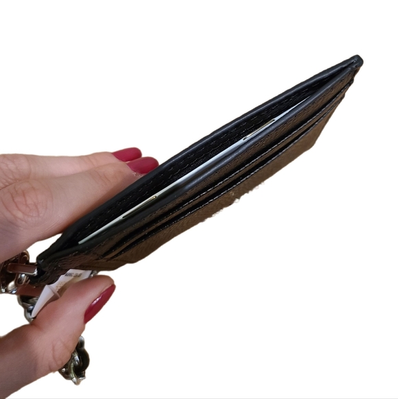 NEW Michael Kors Jet Set Small ID Chain Leather Card Holder Black - Picture 5 of 5